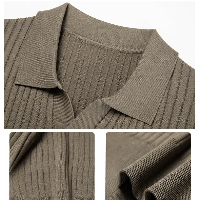 Mulberry Silk Men's Short-Sleeved Shirt, Slim Fit Summer Business Gentleman Men's Polo Shirt in 2024, High-End Knitwear