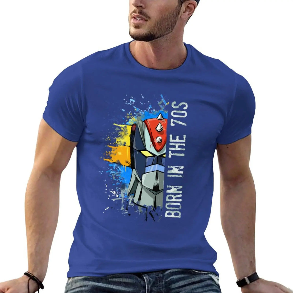Ufo Robot Goldrake - Born In The Seventies T-Shirt Blouse heavyweights hippie clothes Men's t-shirts