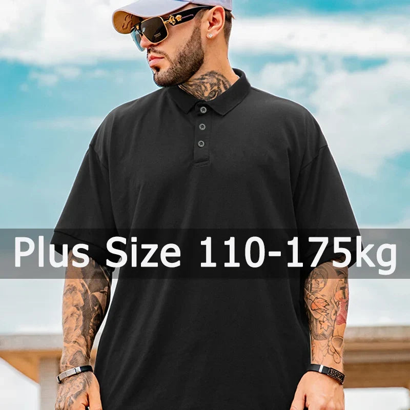 Polo Shirts Men Plus Size 1XL-7XL 110-175kg Short Sleeve T Shirt Loose Polos Oversized Tops Big Size Men Clothing 티셔츠 남성 T シャツ