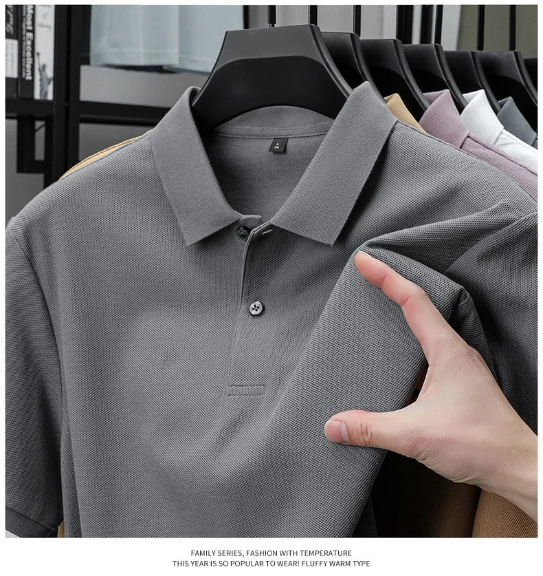 Men's 100% Cotton Polo Shirt - Summer Casual Breathable Tee,19 Colors,Ideal for Golf and Sports,Business Casual,Silk-Like Finish