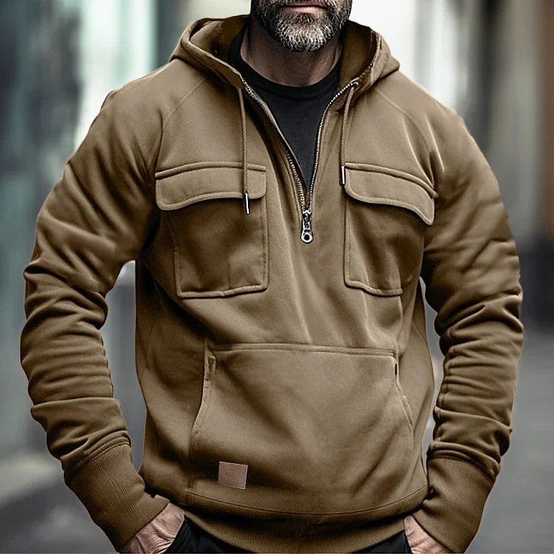 logo motorcycle racing competition 2026 new men's multi pocket zipper outdoor sports hooded sweatshirt
