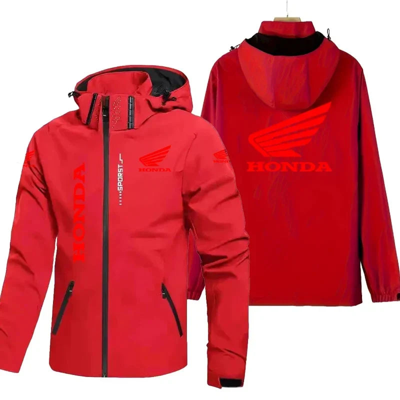 Motorcycle Jacket Men's Hooded Windproof And Waterproof Coat With Detachable Hood And Zipper Shirt, Large Size Riding Suit