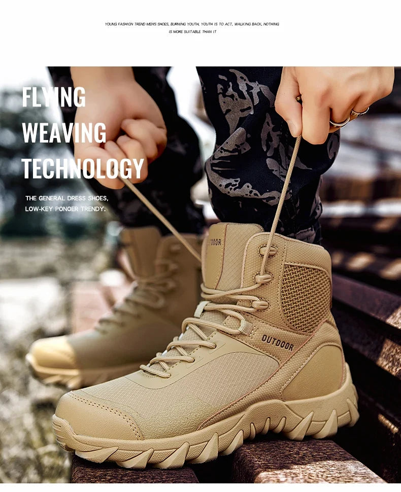 Men Tactical Boots Army Waterproof Work Climbing Hiking Shoes High Quality Outdoor Motorcycle Hunting Safety Unisex Desert Boot