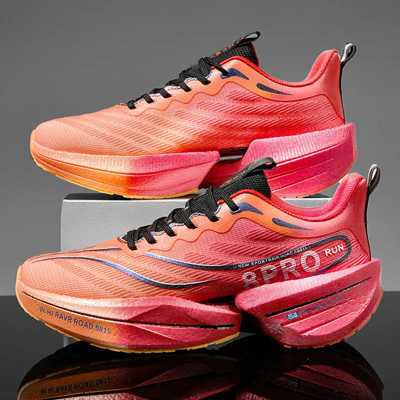 Men's Carbon Plate Sneakers Outdoor Soft Sole Mesh Sports Shoes Running Shoes Light Anti-Slip Casual Couple Tennis Shoes