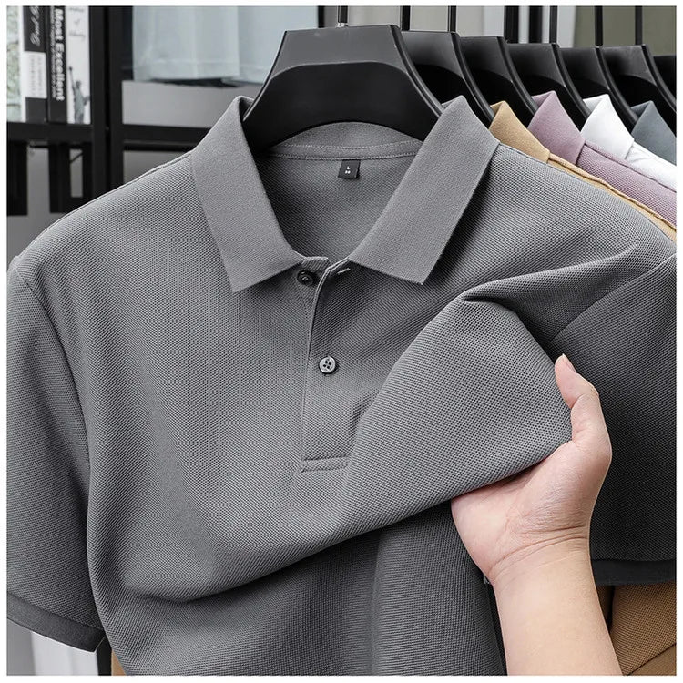 Men's 100% Cotton Polo Shirt - Summer Casual Breathable Tee,19 Colors,Ideal for Golf and Sports,Business Casual,Silk-Like Finish