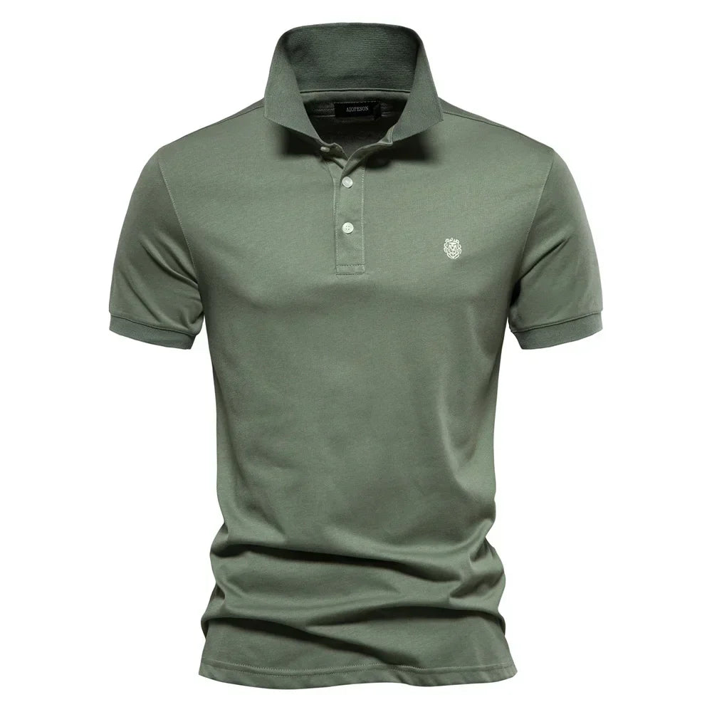 100% Cotton Embroidery Men's Polo Shirts Solid Color Short Sleeve Polo Shirts for Men New Summer Brand Social Polos Men