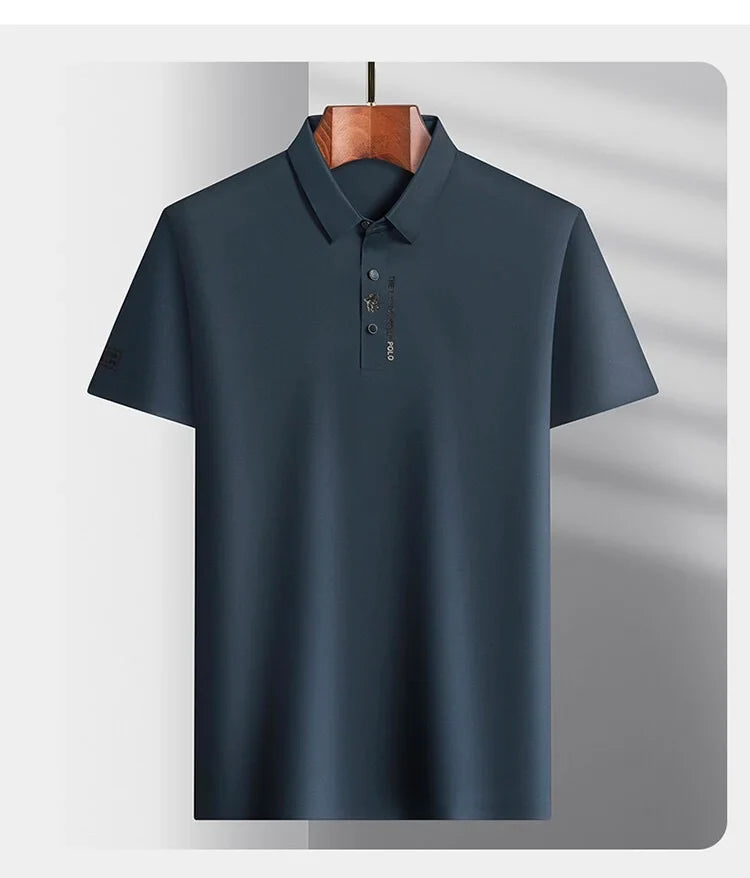 Brand high-end ice silk short sleeved men's POLO shirt 2024summer fashionable embroidery design top breathable and cool T-shirt