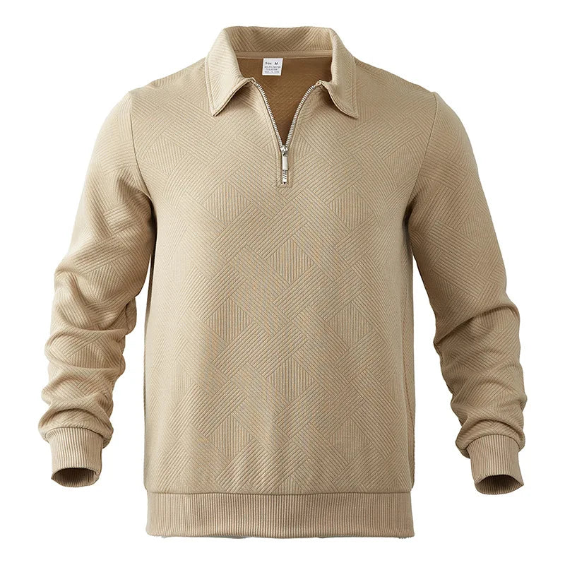 24 cross-border popular autumn long-sleeved lapel zipper men's loose casual top polo shirt