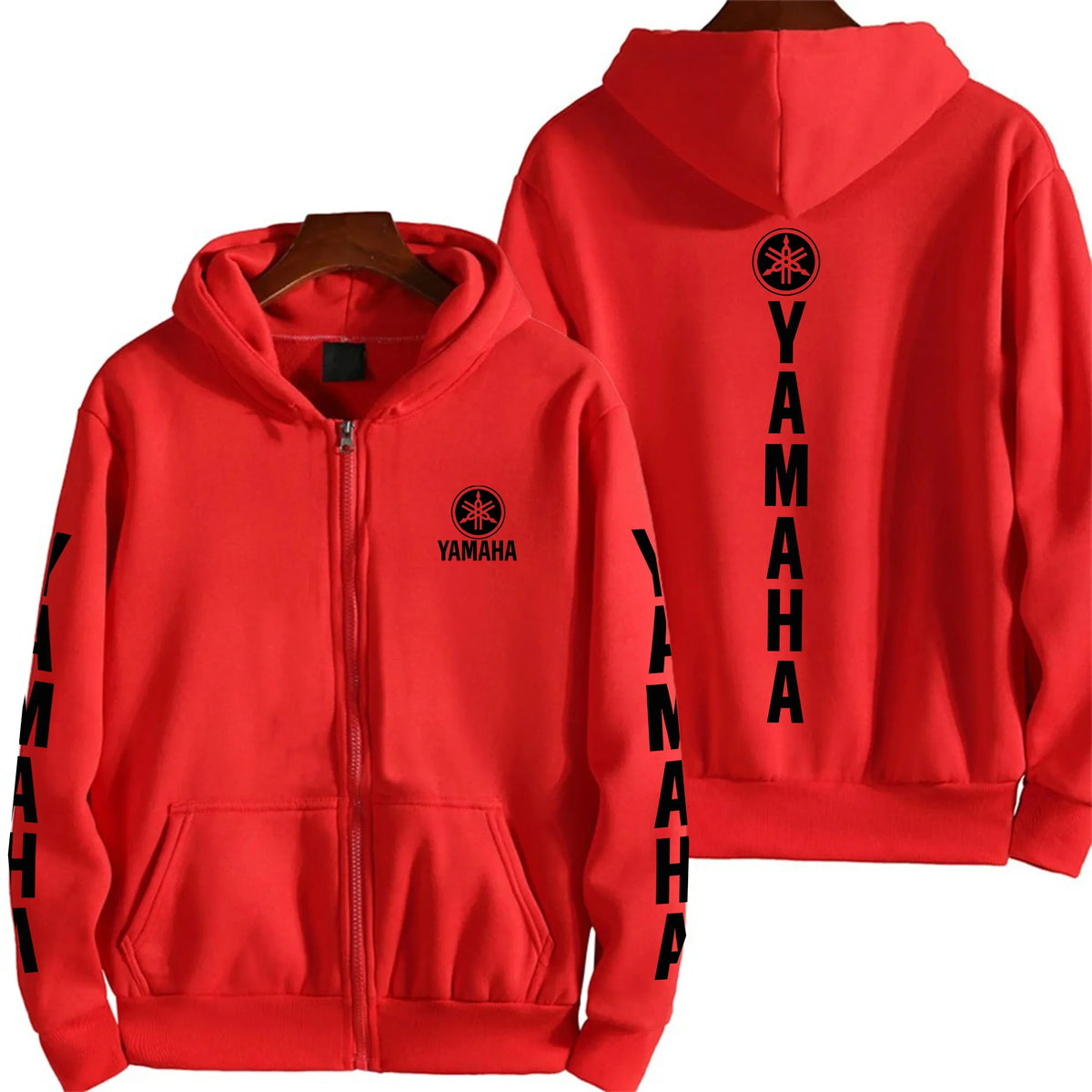 Men's YAMAHA Zipper Hoodie Long Sleeve Motorcycle Racing Printed Hoodie Sportswear Casual Street Couple Jacket with Pocket