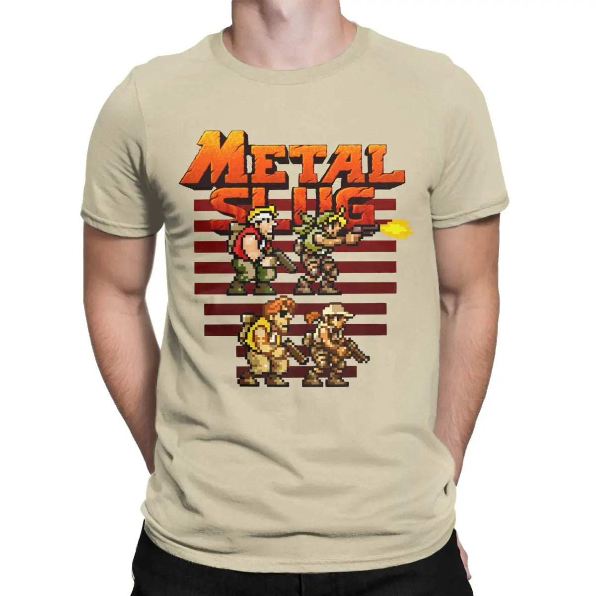 Metal Slug Pixel Fan pixel art arcade game retro gamer video games Men's shirt Cotton Tees Short Sleeve T Shirt Printed Clothing