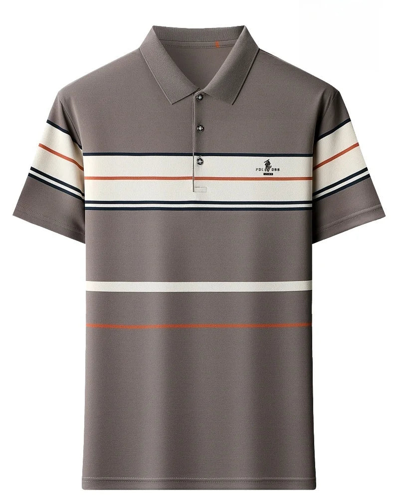 Luxury men's short sleeved polo shirt summer fashion hot selling striped top badge original design golf casual business T-shirt