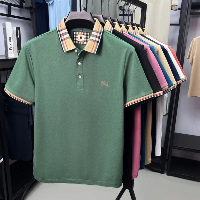 Designer brand men's short sleeve polo shirt new embroidery silky cotton breathable summer Korean fashion casual Paul T-shirt