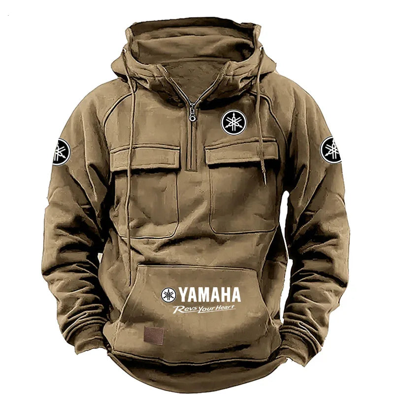 2026 Yamaha Logo Men's High Quality Multi Pocket Hoodie Coat Autumn/Winter Trendy Casual Sports Hoodie Top Hooded Sweatshirt