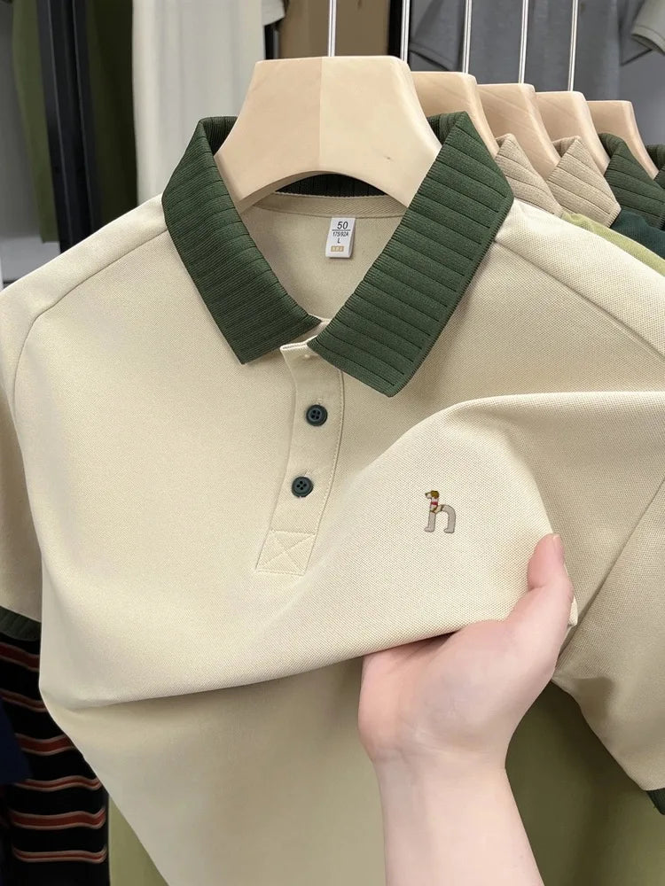 Fashion high-end brand POLO shirt exquisite little dog embroidery lapel T-shirt new comfortable and leisure men's short sleeve