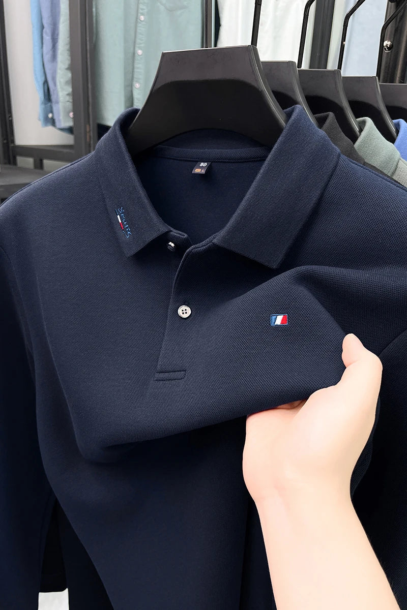 High end embroidery craft polo shirt long sleeved brand autumn Men's Wear comfortable breathable cotton casual business T-shirt