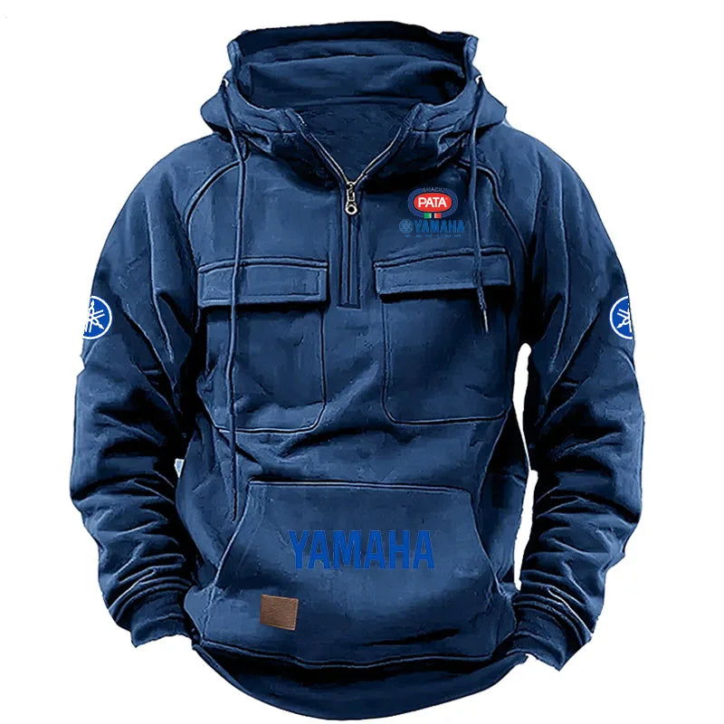 Zipper Hoodie for Outdoor Sports Enthusiasts, 2026 New Men's Fashion Half-Zip Pocket Autumn-Winter Hooded Sweatshirt