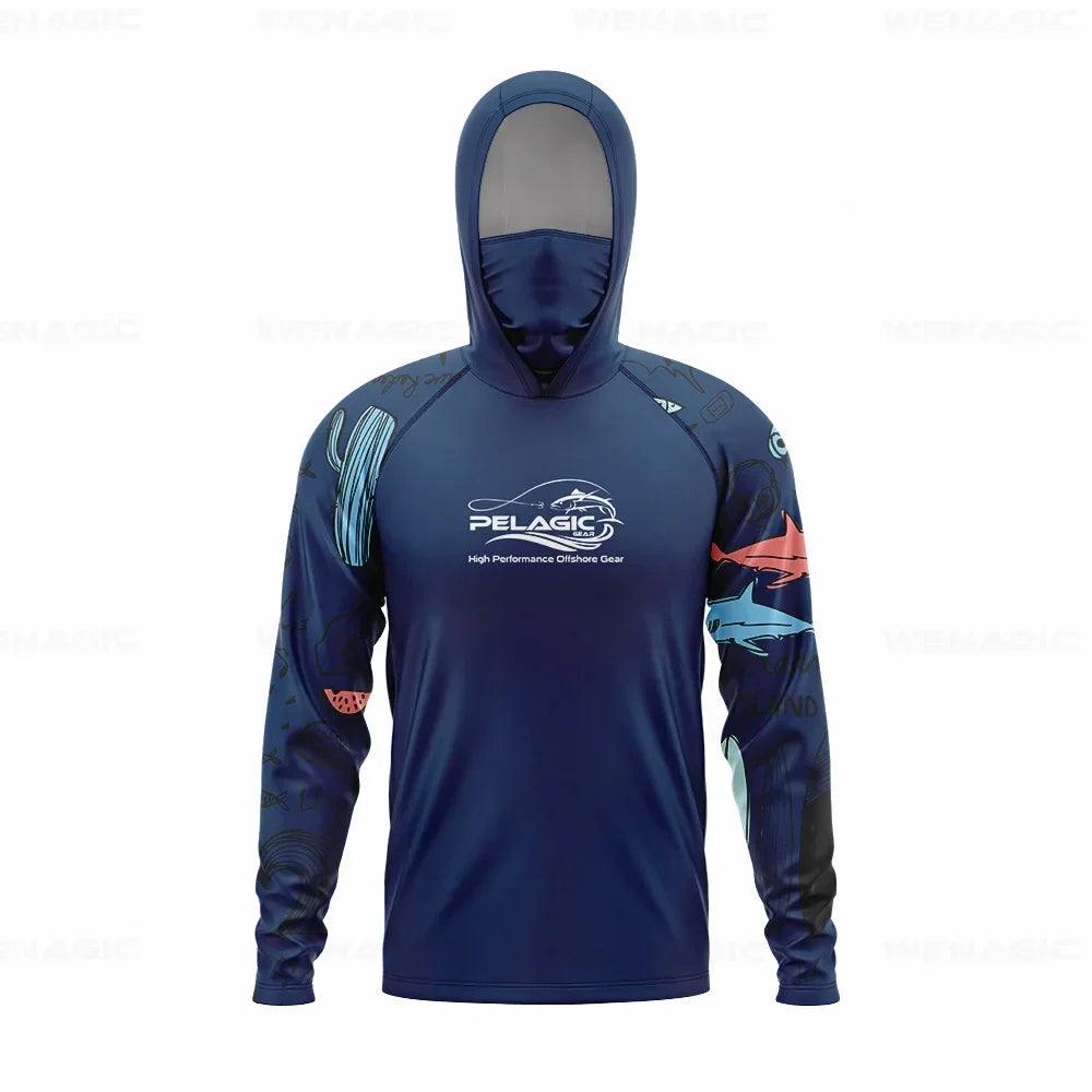 Men Hood Fishing Shirt long sleeve Fishing clothing fishing t shirt uv protection fishing shirt Fishing Apparel