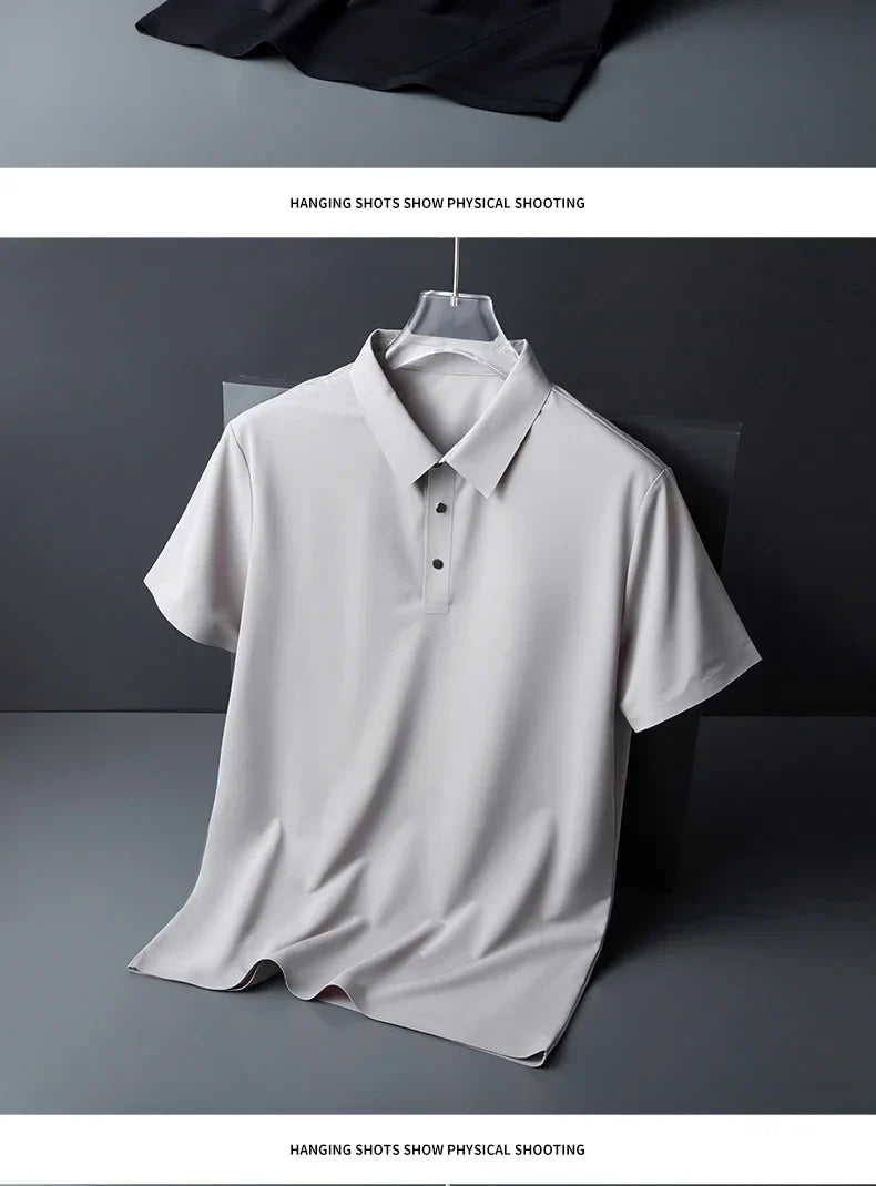 10 Color Men's Thin Polo Shirt Summer New Ice Silk Popular Business Casual Breathable Lapel Polo Shirt for Man Brand Clothing