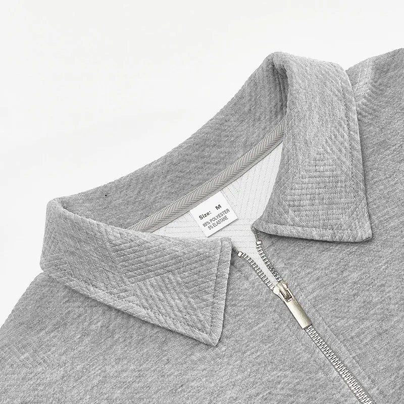 24 cross-border popular autumn long-sleeved lapel zipper men's loose casual top polo shirt