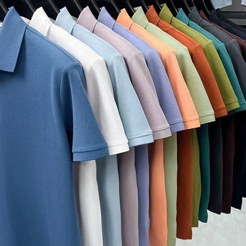 Men's Premium Cotton Polo Shirt Open Hem Design Breathable & Soft Factory Direct Supply  14 Trendy Colors Golf Top