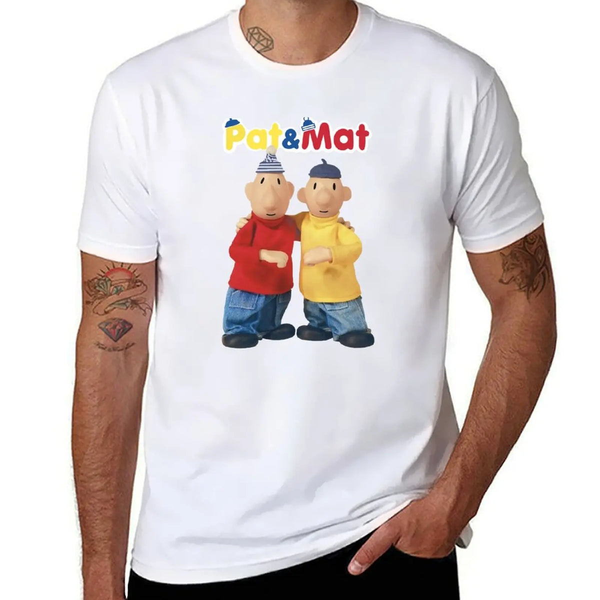 Pat & Mat T-Shirt customs quick drying blacks sports fans mens vintage t shirts