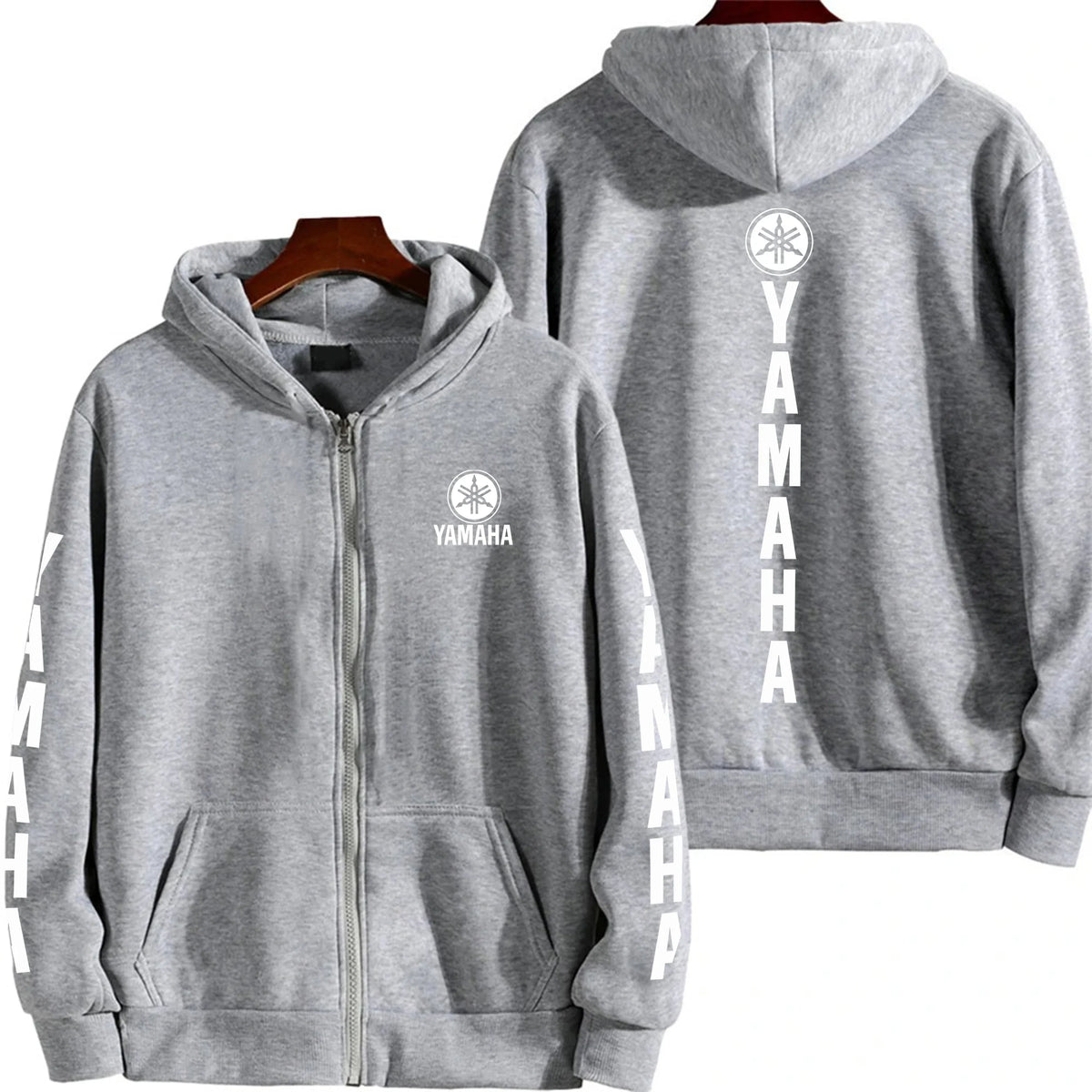 Men's YAMAHA Zipper Hoodie Long Sleeve Motorcycle Racing Printed Hoodie Sportswear Casual Street Couple Jacket with Pocket