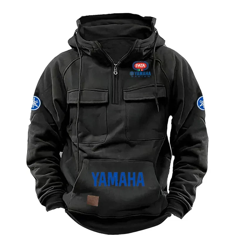 Zipper Hoodie for Outdoor Sports Enthusiasts, 2026 New Men's Fashion Half-Zip Pocket Autumn-Winter Hooded Sweatshirt