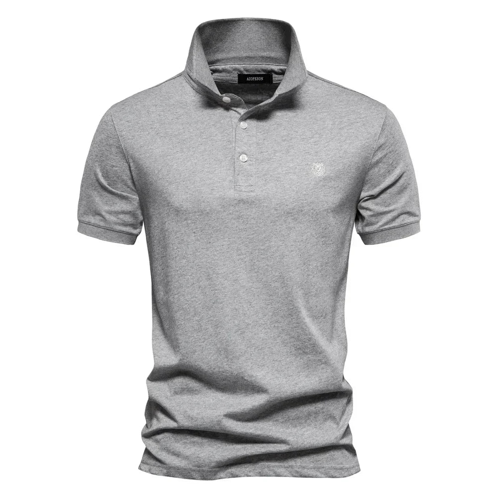 100% Cotton Embroidery Men's Polo Shirts Solid Color Short Sleeve Polo Shirts for Men New Summer Brand Social Polos Men