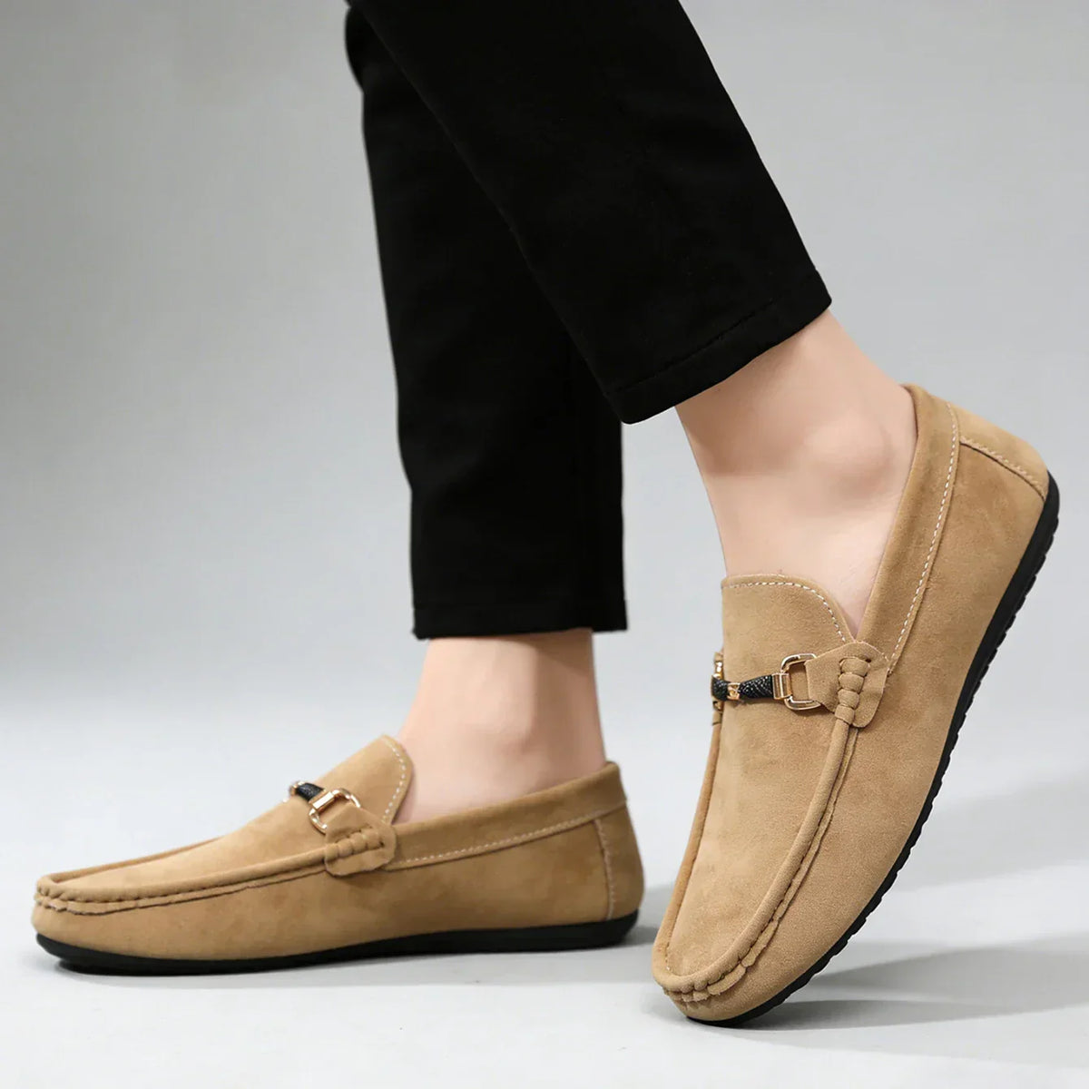 Classic Suede Leather Shoes Men Slip On Loafers Preppy Lightweight Breathable Wallking Driving Shoes Comfort Casual Men Sneakers