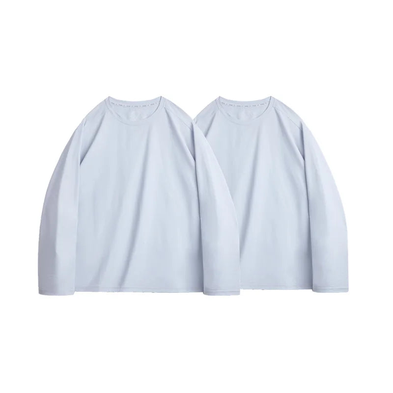 Casual 7A Anti-Bacterial Quick-Dry Long Sleeve T-Shirt Men's Spring Cool Comfort Breathable Tops Round Neck Layering Tee