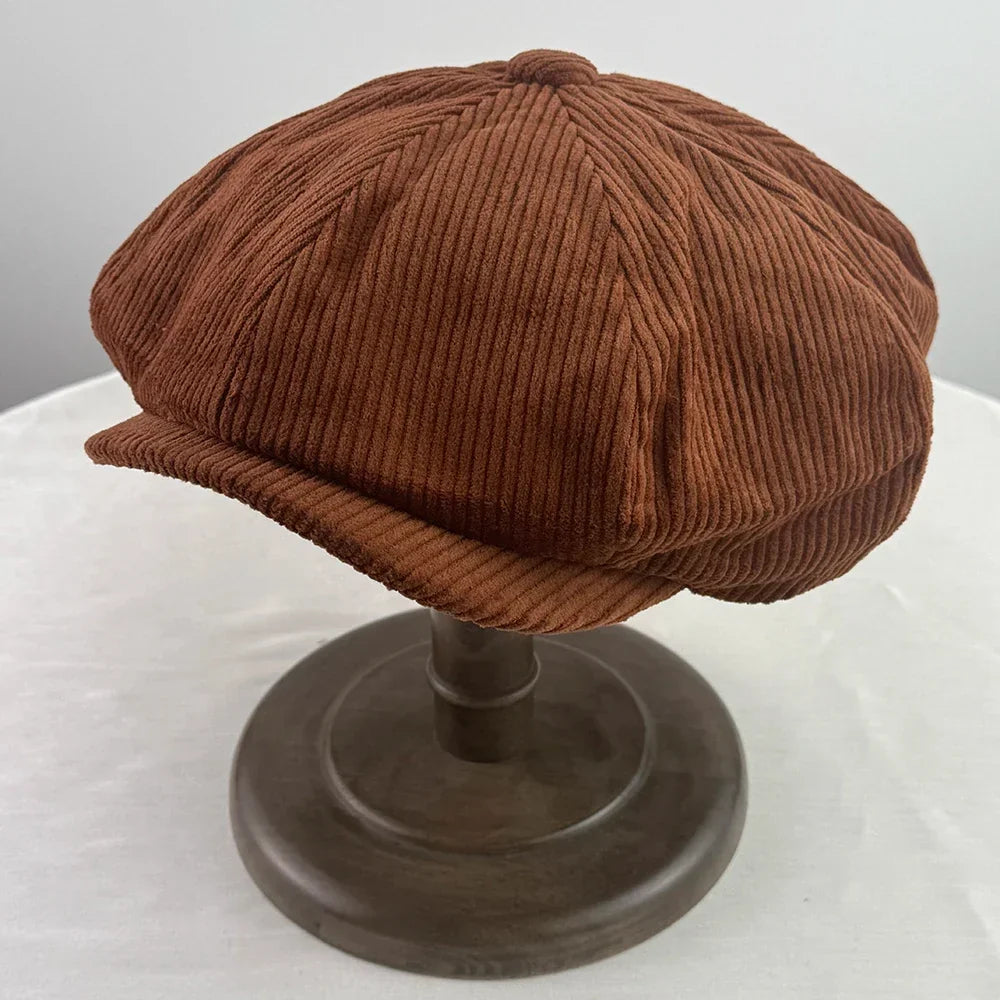 Retro Winter Caps For Men Corduroy Newsboy Hat Woman Flat Cap Male Warm Cap Dad Outdoors Casual Octagonal Cap Gatsby Hat BJM34