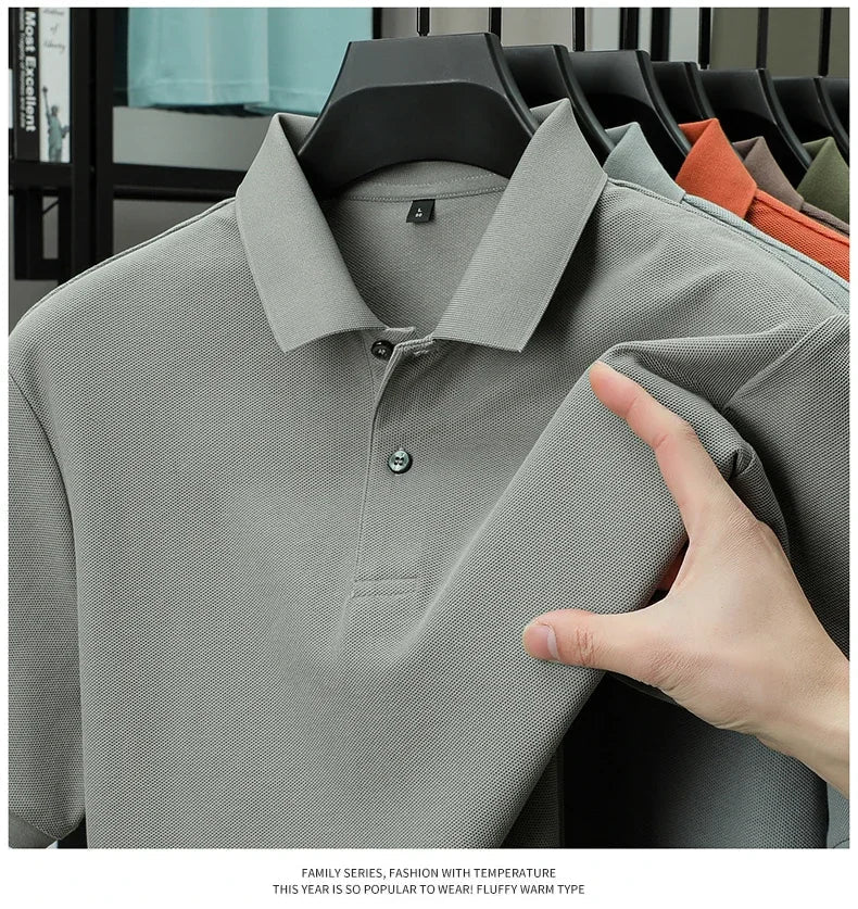 Men's 100% Cotton Polo Shirt - Summer Casual Breathable Tee,19 Colors,Ideal for Golf and Sports,Business Casual,Silk-Like Finish