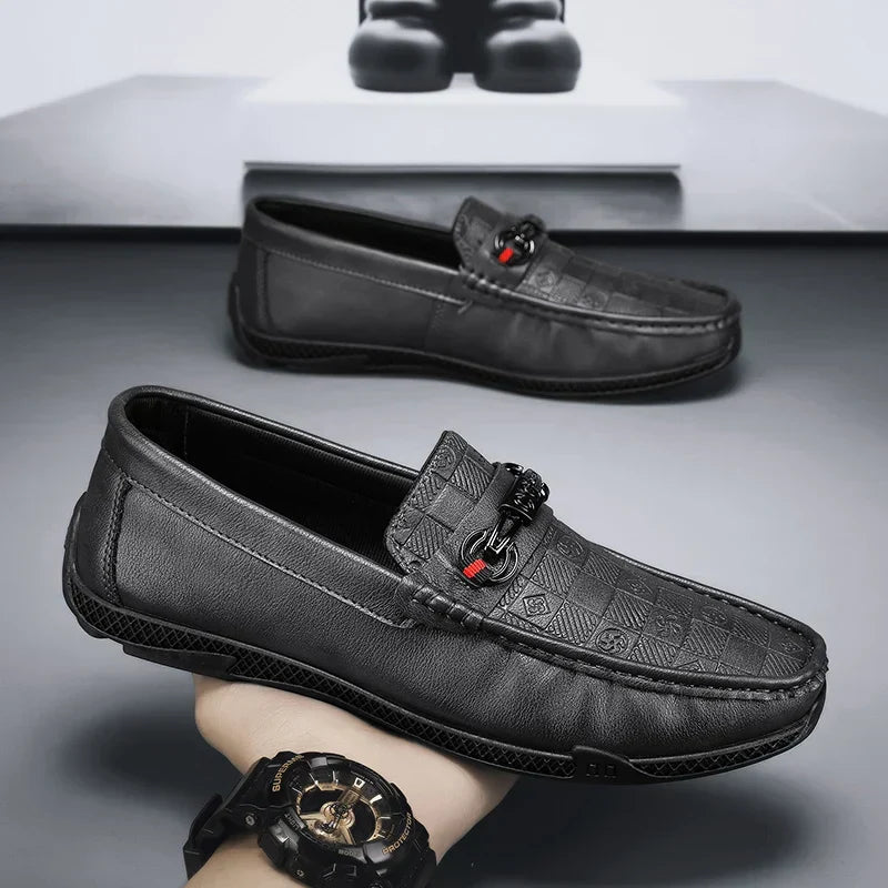 Fashion Leather Men Casual Shoes Slip on Formal Loafers Luxury Brand Comfortable Men Italian Soft Male Driving Shoes