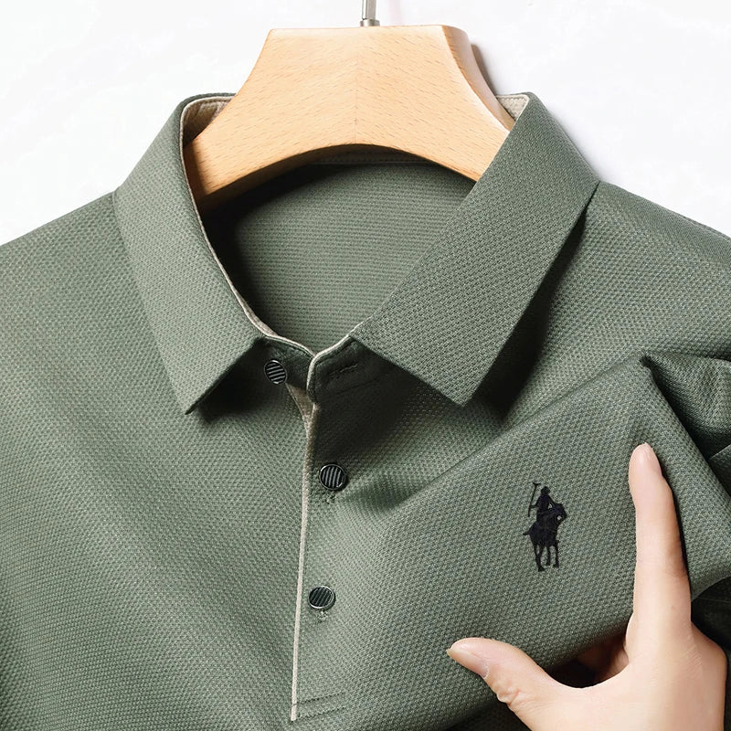 Light Luxury 202 Paul Men's Polo Shirt Long Sleeved T-shirt Casual Daily Lapel Sweatshirt Base