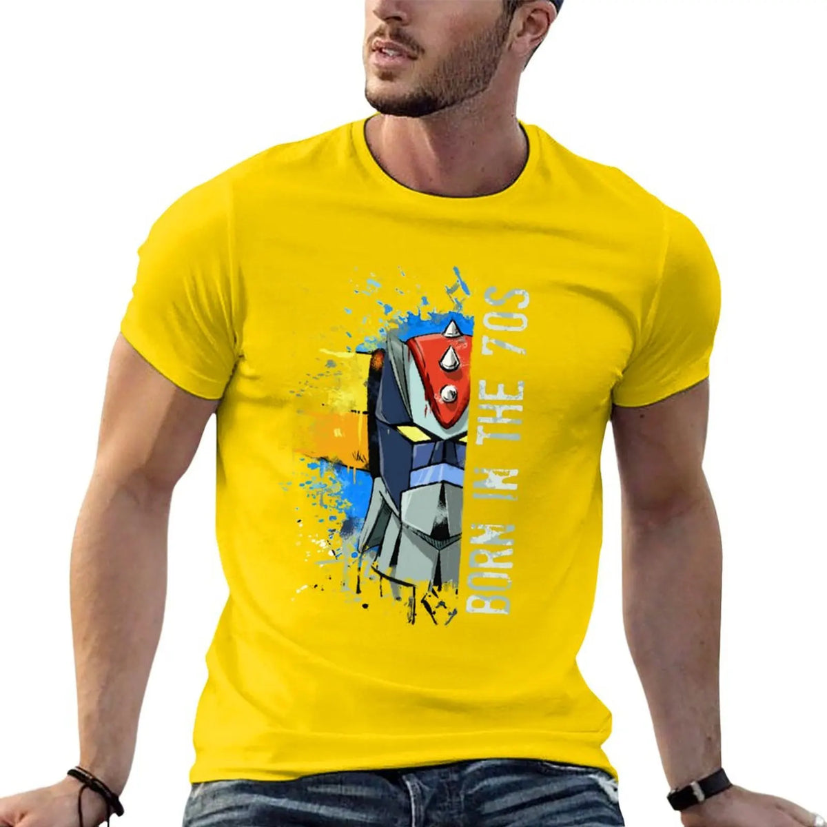 Ufo Robot Goldrake - Born In The Seventies T-Shirt Blouse heavyweights hippie clothes Men's t-shirts