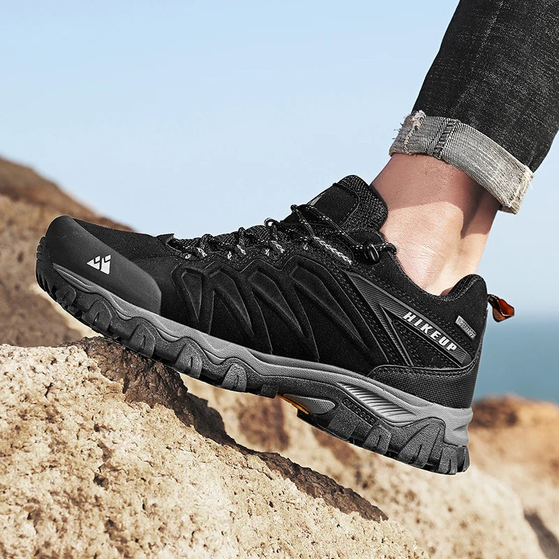High Quality Leather Hiking Shoes Durable Outdoor Sport Men Trekking Leather Shoes Lace-Up Climbing Hunting Sneakers