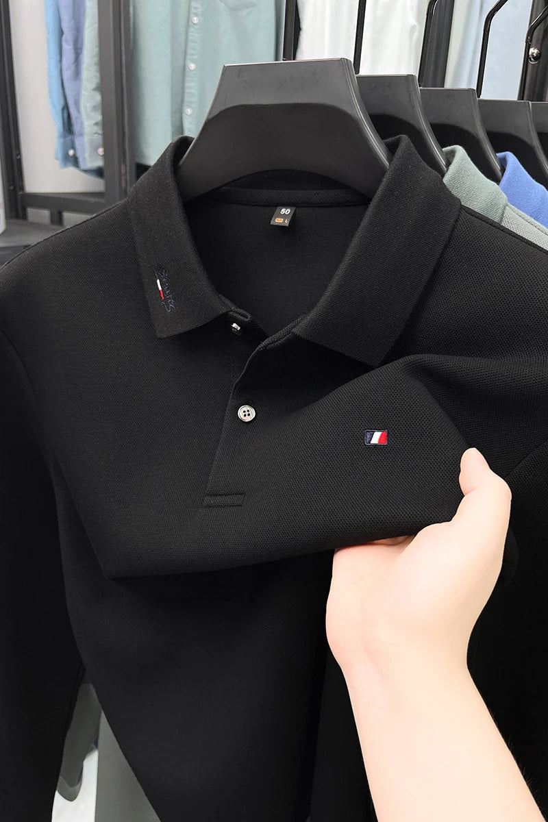 High end embroidery craft polo shirt long sleeved brand autumn Men's Wear comfortable breathable cotton casual business T-shirt