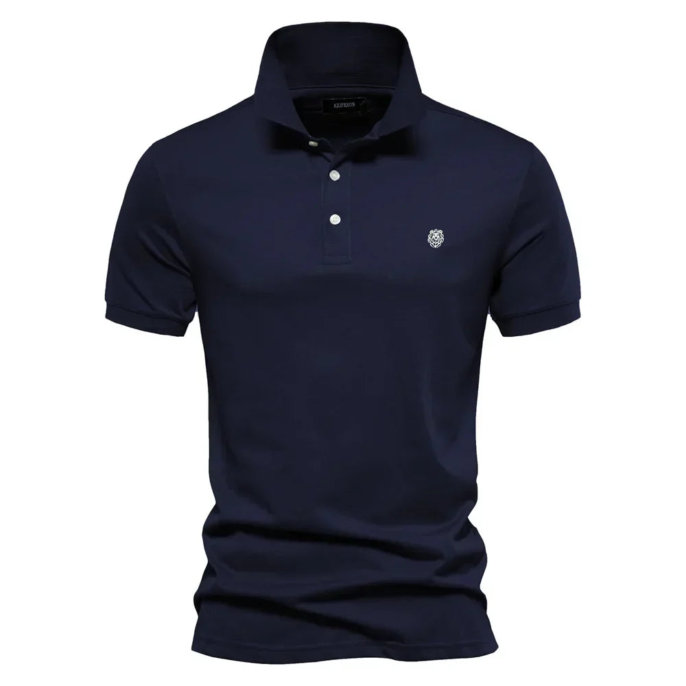 100% Cotton Embroidery Men's Polo Shirts Solid Color Short Sleeve Polo Shirts for Men New Summer Brand Social Polos Men