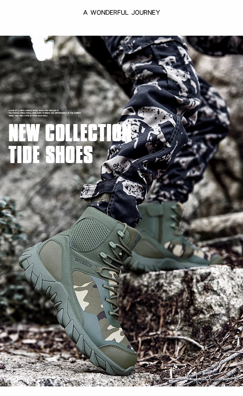 Men Tactical Boots Army Waterproof Work Climbing Hiking Shoes High Quality Outdoor Motorcycle Hunting Safety Unisex Desert Boot