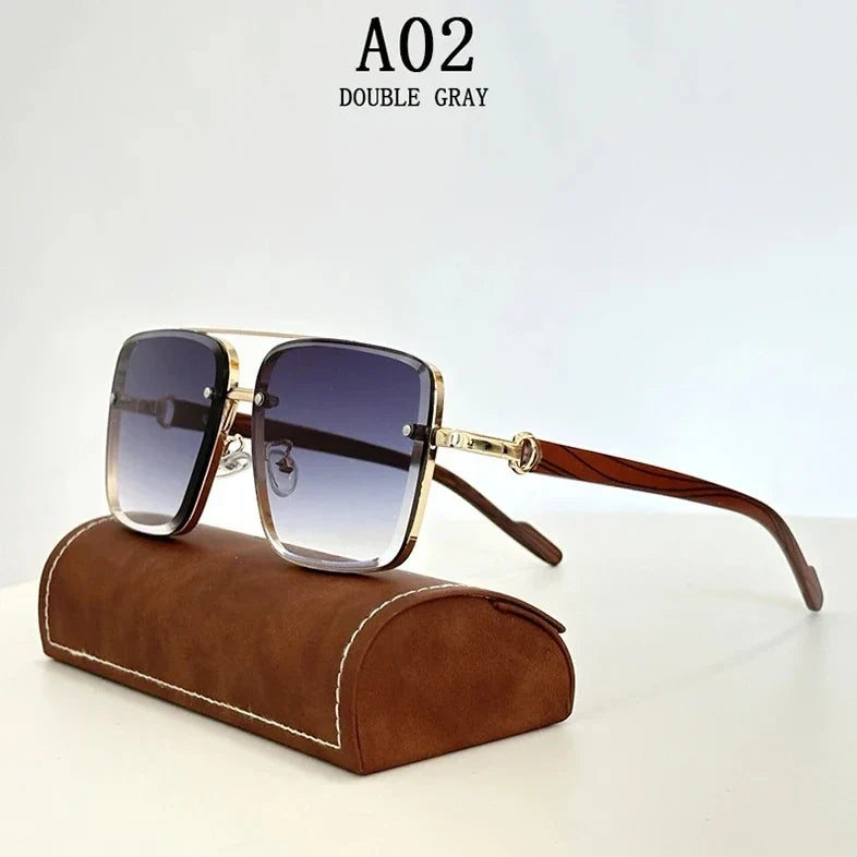 Luxe Sunglasses For Men Wooden Square Sunglasses Women Trendy Vintage Fashion Glasses Retro Trending Gafas De Sol Hombre Lunette