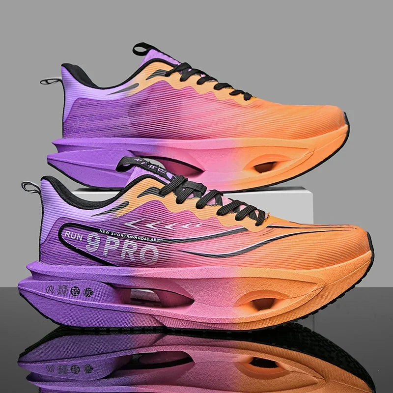 Men's Carbon Plate Sneakers Outdoor Soft Sole Mesh Sports Shoes Running Shoes Light Anti-Slip Casual Couple Tennis Shoes