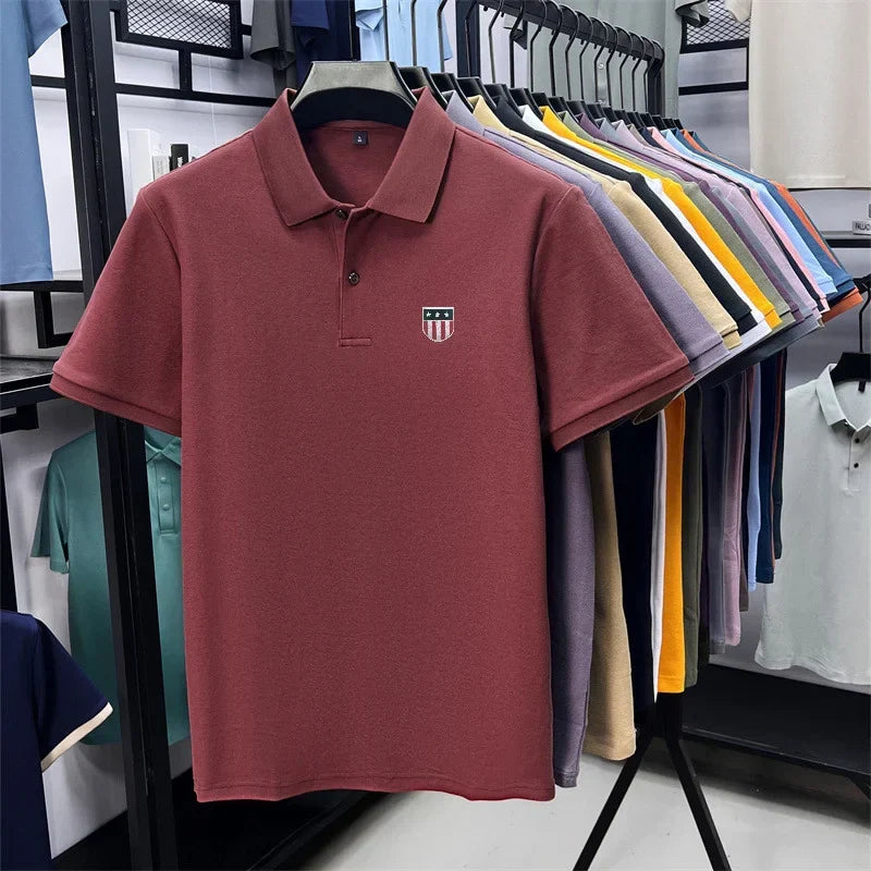 men's summer luxury brand cotton 100% polo shirt lapel printing short sleeves t-shirt business leisure ventilate men's clothing