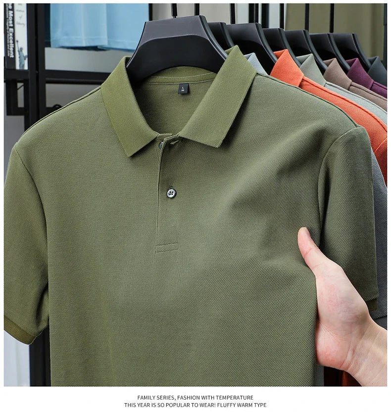 Men's 100% Cotton Polo Shirt - Summer Casual Breathable Tee,19 Colors,Ideal for Golf and Sports,Business Casual,Silk-Like Finish