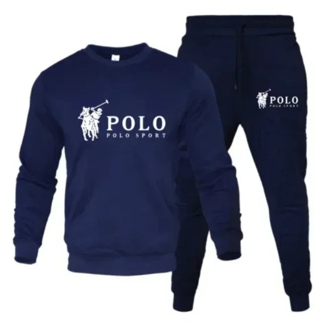 Men's two-piece round-neck sweatshirt + jogging pants, autumn and winter fashion, outdoor fitness and casual sportswear set