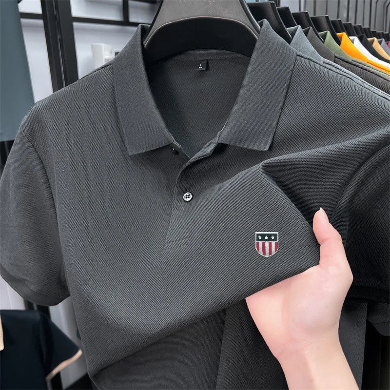 men's summer luxury brand cotton 100% polo shirt lapel printing short sleeves t-shirt business leisure ventilate men's clothing