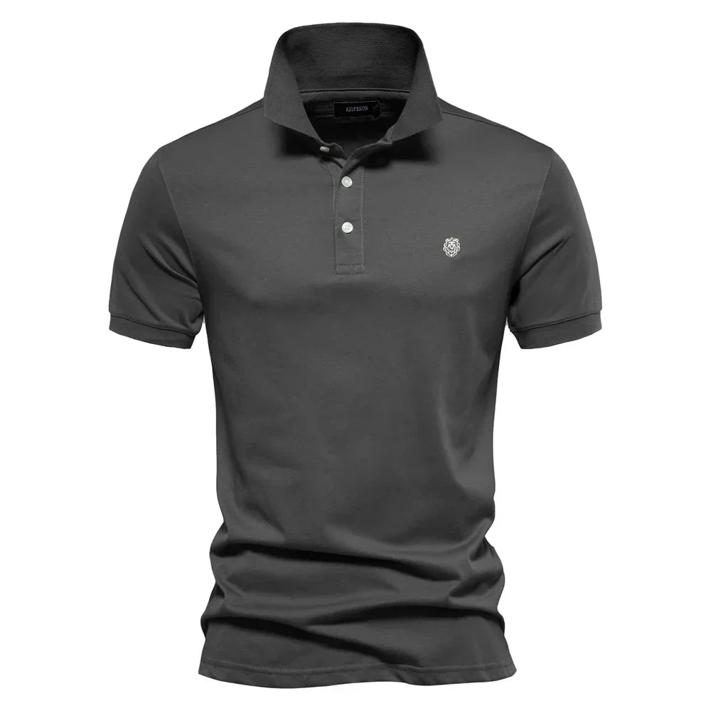 100% Cotton Embroidery Men's Polo Shirts Solid Color Short Sleeve Polo Shirts for Men New Summer Brand Social Polos Men