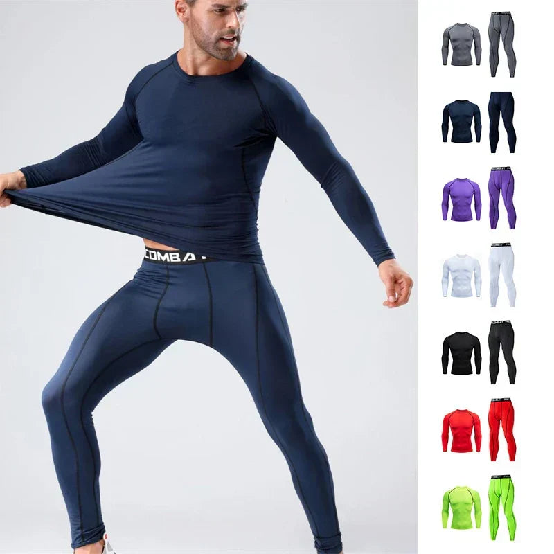 Men Running Set Gym Jogging Thermo underwear xxxxl Second skin Compression Fitness MMA rashgard Male Quick dry Track suit