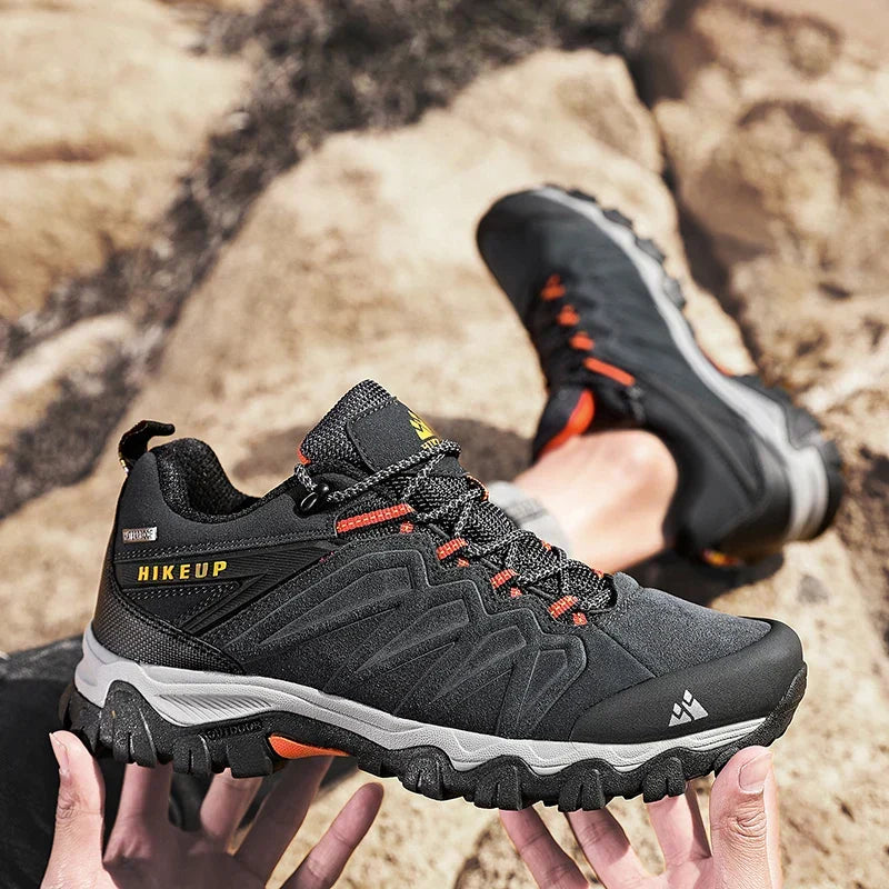 High Quality Leather Hiking Shoes Durable Outdoor Sport Men Trekking Leather Shoes Lace-Up Climbing Hunting Sneakers
