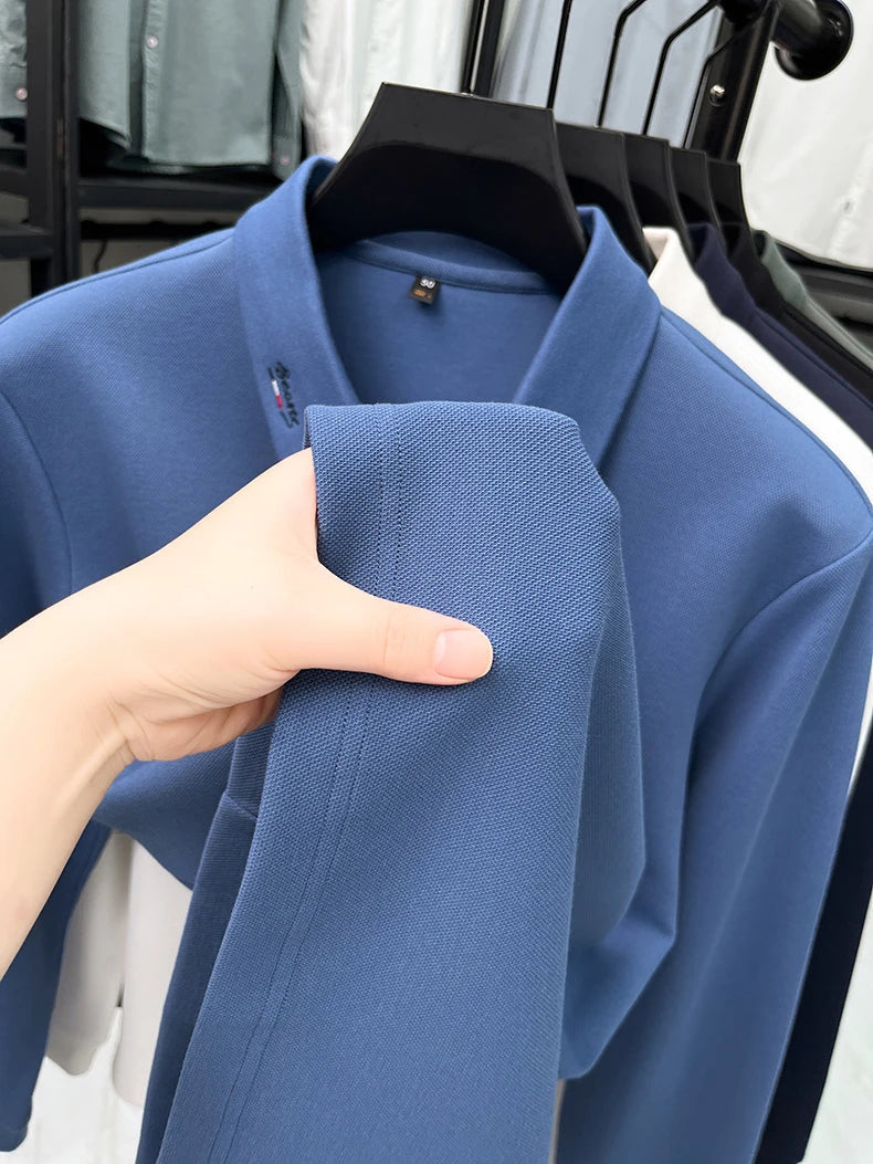High end embroidery craft polo shirt long sleeved brand autumn Men's Wear comfortable breathable cotton casual business T-shirt