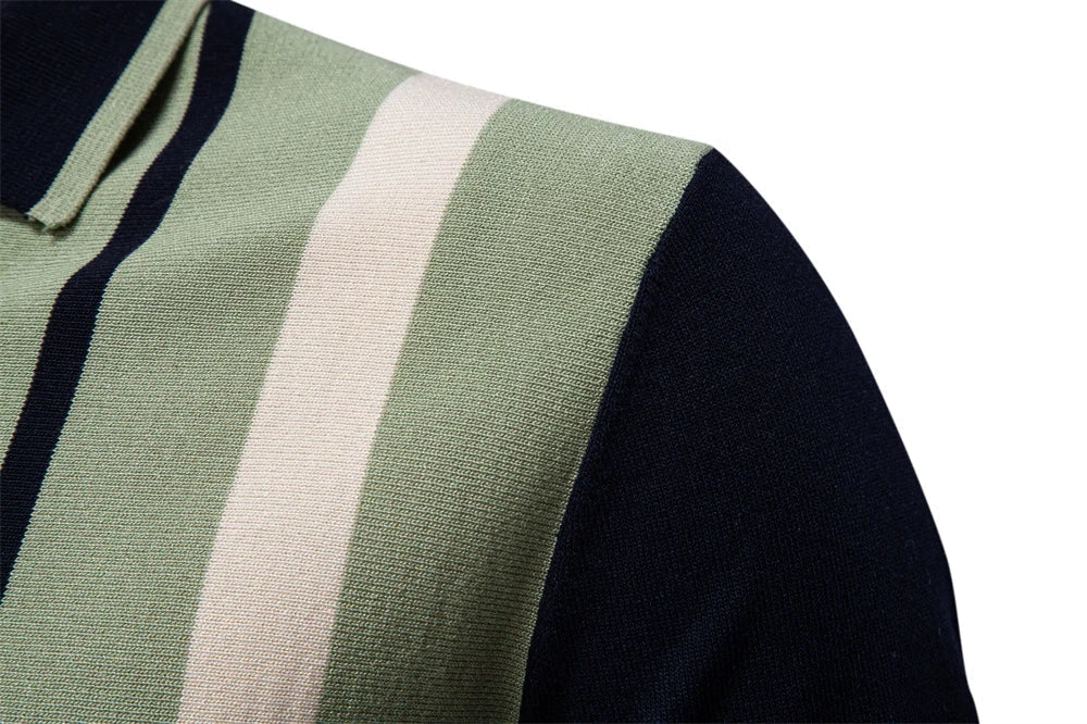 Brand Men's Striped Mesh Polo Shirt for High Quality Breathable Fabric Stylish Casual Male Polo Shirts ﻿